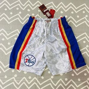Mitchell and ness iverson 76ers vintage basketball training shorts